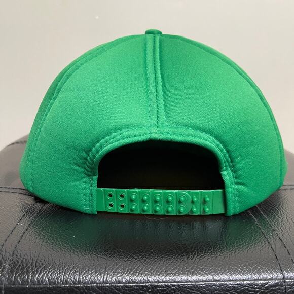 Baseball Cap Two Tone Snap Back Polyester Green White Adjustable - Picture 3 of 6